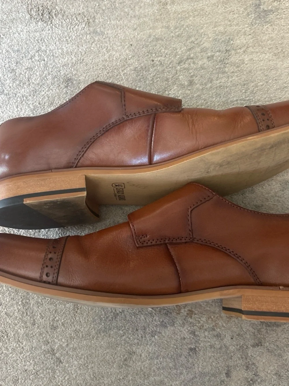Stacy Adams Brown Leather Monk Strap Oxfords